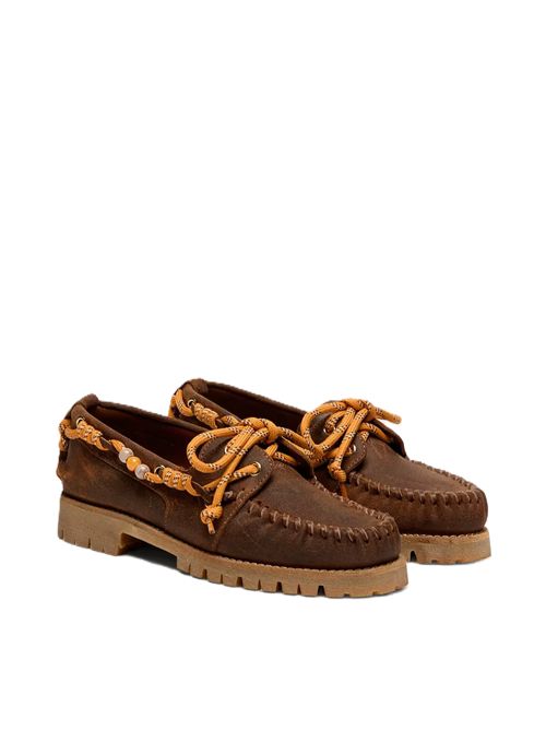 Mocassini da donna Cruise in camoscio cerato marrone con lacci da trekking Golden Goose | GWF01048.F008192.55372LIGHT BROWN